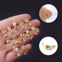 Thumbnail for Chic CZ Inlaid Stainless Steel Nose Piercing Nose Stud - ArtGalleryZen