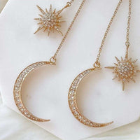 Thumbnail for Chic CZ Inlaid Star Moon Phase Dangle Earrings - ArtGalleryZen