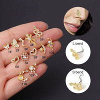 Thumbnail for Chic CZ Inlaid Titanium Nose Piercing Nose Stud - ArtGalleryZen