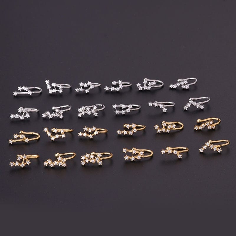 Chic CZ Inlaid Zodiac Non Piercing Nose Cuff Nose Ring - ArtGalleryZen
