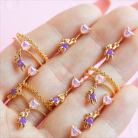 Thumbnail for Chic CZ Opal Inlaid Floral Butterfly Bear Heart Ring - ArtGalleryZen
