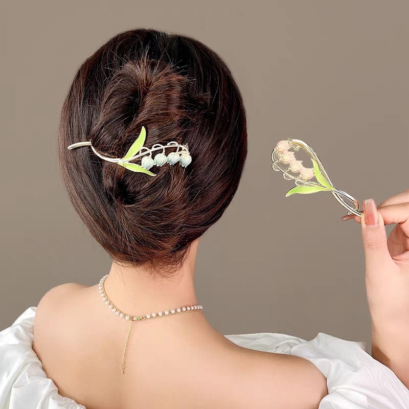 Chic Enamel Bellflower Hair Twist Clip - ArtGalleryZen