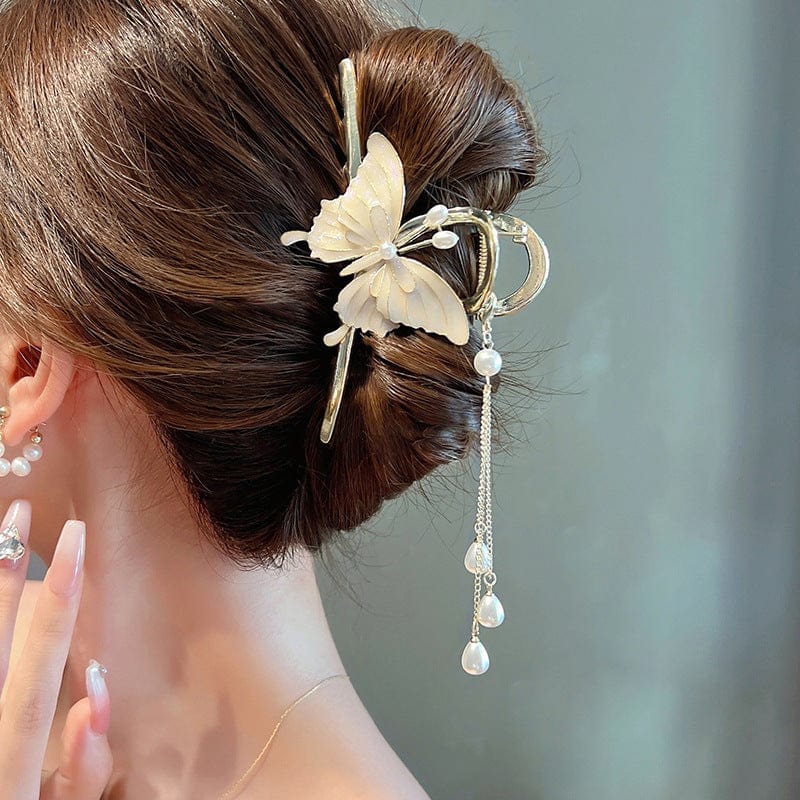 Chic Enamel Butterfly Chignon Claw Clip Hair Clip - ArtGalleryZen