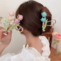Thumbnail for Chic Enamel Duo Tulip Chignon Claw Clip Hair Claw - ArtGalleryZen