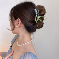 Thumbnail for Chic Enamel Lily Of The Valley Chignon Claw Clip Hair Clip - ArtGalleryZen