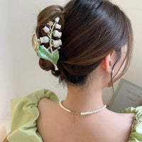 Thumbnail for Chic Enamel Lily Of The Valley Hair Claw Clip - ArtGalleryZen