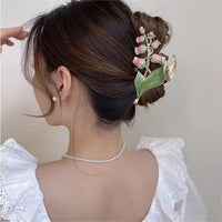 Thumbnail for Chic Enamel Lily Of The Valley Hair Claw Clip - ArtGalleryZen