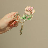 Thumbnail for Chic Enamel Pink Rose Chignon Claw Clip Hair Clip - ArtGalleryZen