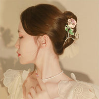 Thumbnail for Chic Enamel Pink Rose Chignon Claw Clip Hair Clip - ArtGalleryZen