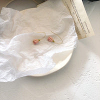 Thumbnail for Chic Enamel Pink Tulip Dangle Earrings - ArtGalleryZen
