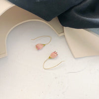 Thumbnail for Chic Enamel Pink Tulip Dangle Earrings - ArtGalleryZen