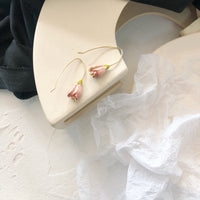 Thumbnail for Chic Enamel Pink Tulip Dangle Earrings - ArtGalleryZen