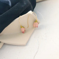 Thumbnail for Chic Enamel Pink Tulip Dangle Earrings - ArtGalleryZen