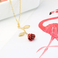 Thumbnail for Chic Enamel Rose Pendant Necklace - ArtGalleryZen