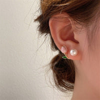 Thumbnail for Chic Enamel Tulip Pearl Earrings - ArtGalleryZen