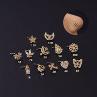 Thumbnail for Chic Gold Silver Plated CZ Inlaid Stainless Steel Nose Piercing Nose Stud - ArtGalleryZen