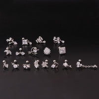 Thumbnail for Chic Gold Silver Tone CZ Inlaid Helix Piercing Stud Earring - ArtGalleryZen