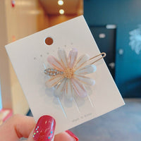 Thumbnail for Chic Handmade CZ Inlaid Pink Floral Moon Heart Hair Clip - ArtGalleryZen