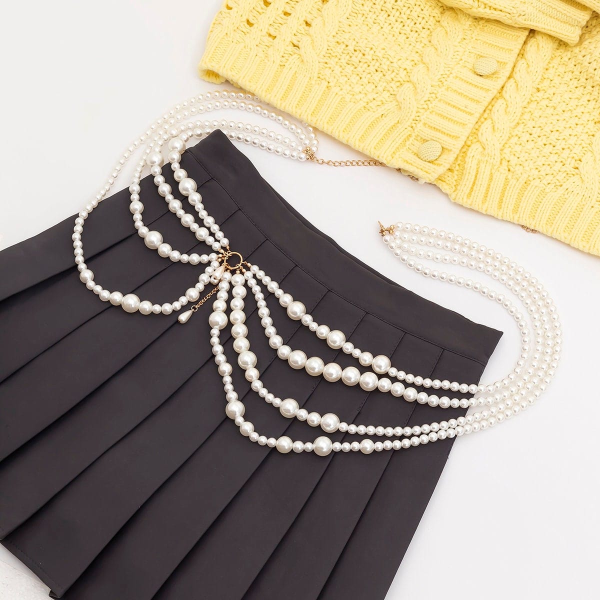 Chic Layered Chunky Pearl Waist Chain - ArtGalleryZen