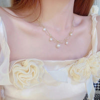 Thumbnail for Chic Layered Pearl Tassel Ball Chain Choker Necklace - ArtGalleryZen