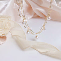 Thumbnail for Chic Layered Pearl Tassel Ball Chain Choker Necklace - ArtGalleryZen