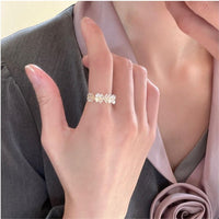 Thumbnail for Chic Pearl Shell Flower Ring - ArtGalleryZen