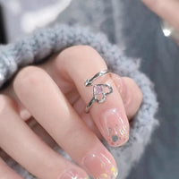 Thumbnail for Chic Pink Crystal Devil Heart Ring - ArtGalleryZen