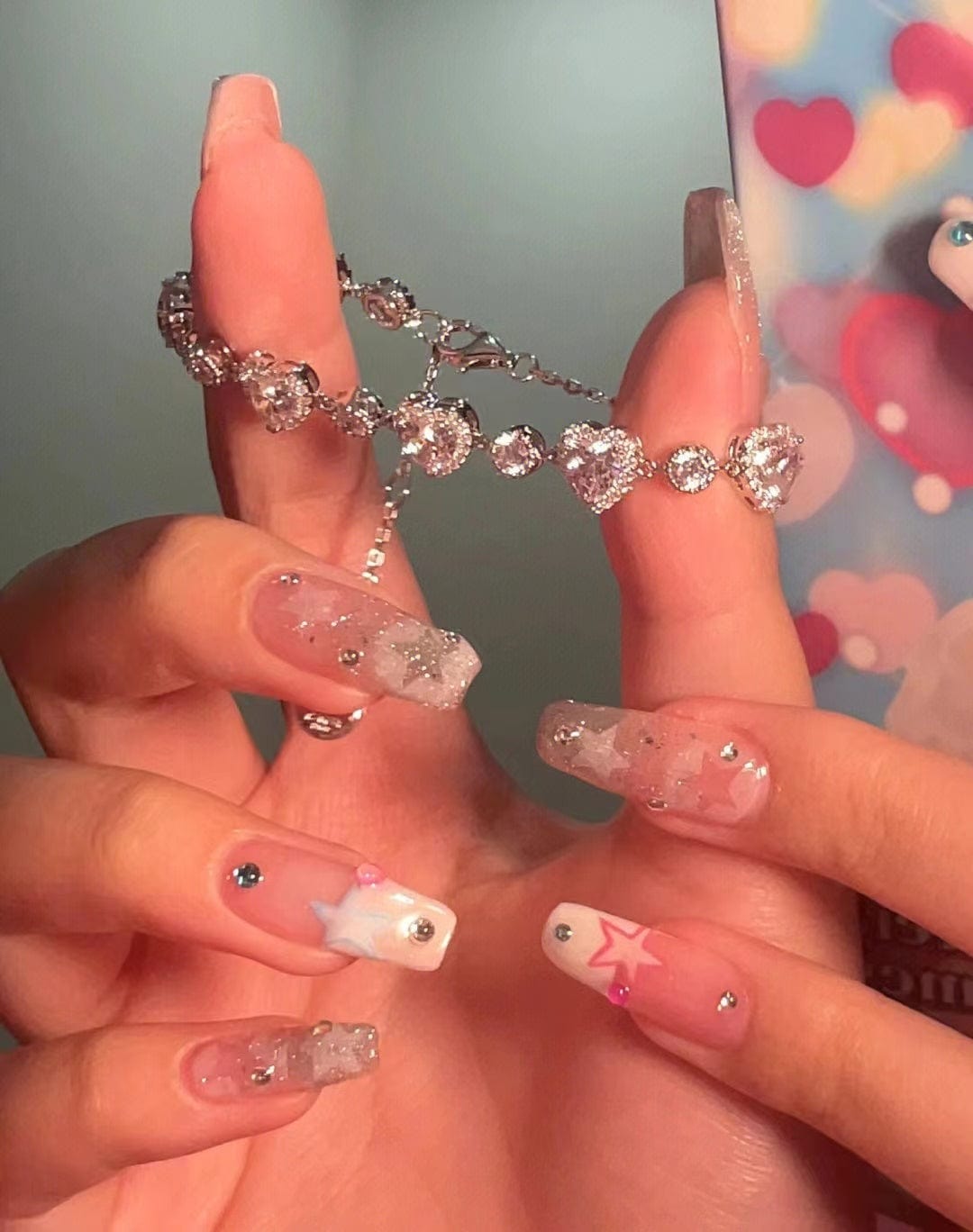 Chic Pink Crystal Heart Bracelet - ArtGalleryZen