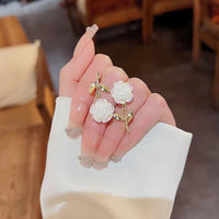 Thumbnail for Chic Resin White Flower Dangle Earrings - ArtGalleryZen