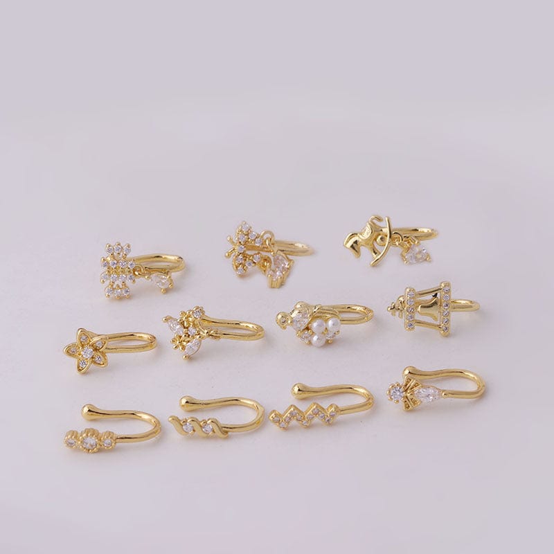 Chic Rhinestone Inlaid Non Piercing Nose Cuff Nose Ring - ArtGalleryZen