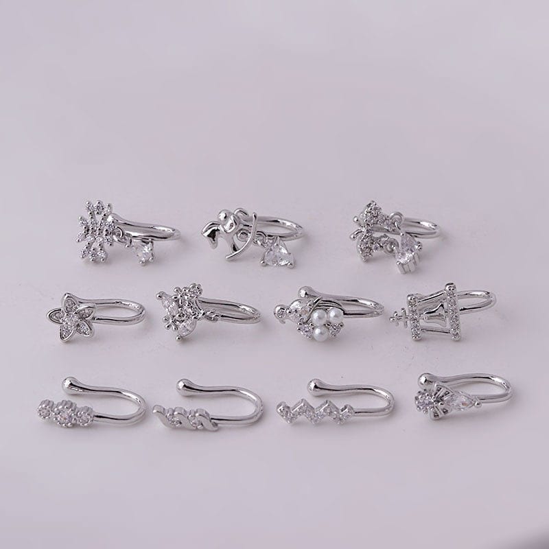 Chic Rhinestone Inlaid Non Piercing Nose Cuff Nose Ring - ArtGalleryZen