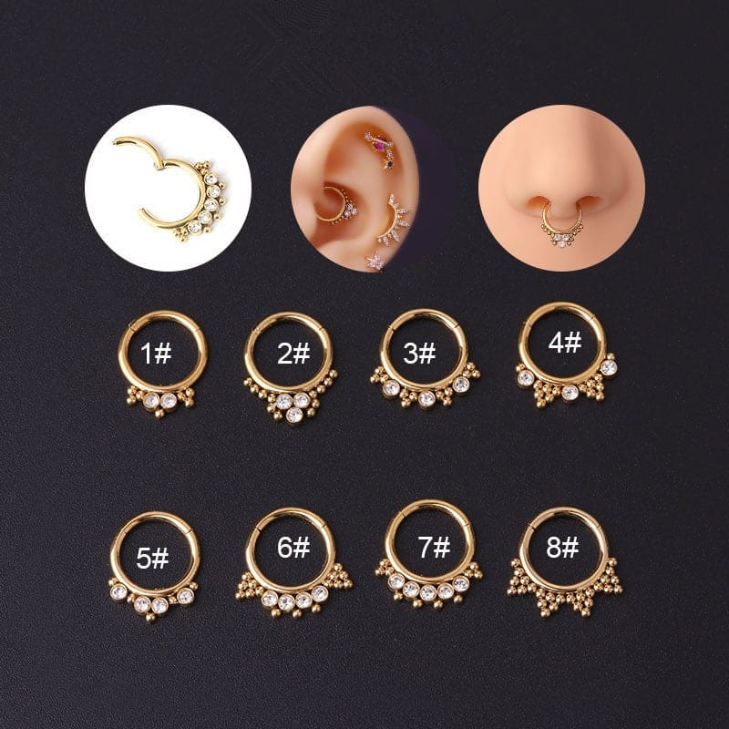 Chic Stainless Steel CZ Inlaid Nose Piercing Septum Ring Hoop - ArtGalleryZen