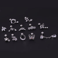 Thumbnail for Chic Surgical Steel Rhinestone Inlaid Helix Piercing Stud - ArtGalleryZen