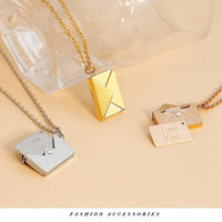 Thumbnail for Chic Titanium Steel Envelope Locket Pendant With LOVE YOU Letter Chain Necklace - ArtGalleryZen