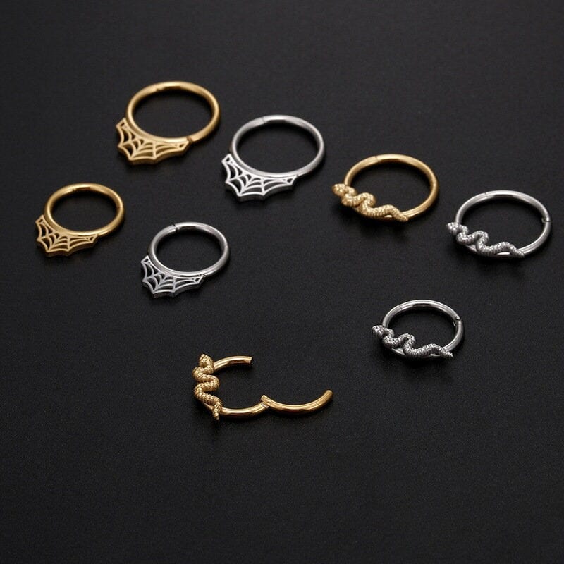 Chic Titanium Steel Snake Cobweb Nose Piercing Nose Ring - ArtGalleryZen