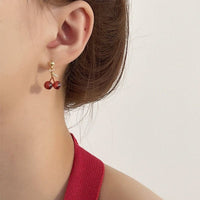 Thumbnail for Dainty 18K Gold Filled CZ Inlaid Crystal Cherry Pendant Necklace Earrings Set - ArtGalleryZen