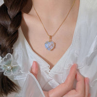 Thumbnail for Dainty 18K Gold Filled Opal Heart Pendant Choker Necklace - ArtGalleryZen