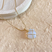Thumbnail for Dainty 18K Gold Filled Opal Heart Pendant Choker Necklace - ArtGalleryZen