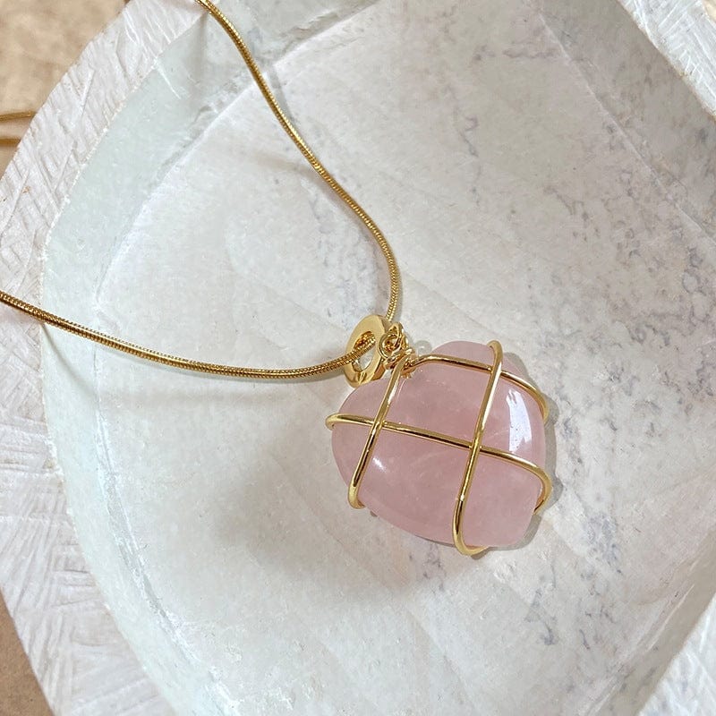 Dainty 18K Gold Filled Opal Heart Pendant Choker Necklace - ArtGalleryZen