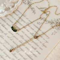 Thumbnail for Dainty 24k Gold Plated Emerald Heart Necklace - ArtGalleryZen