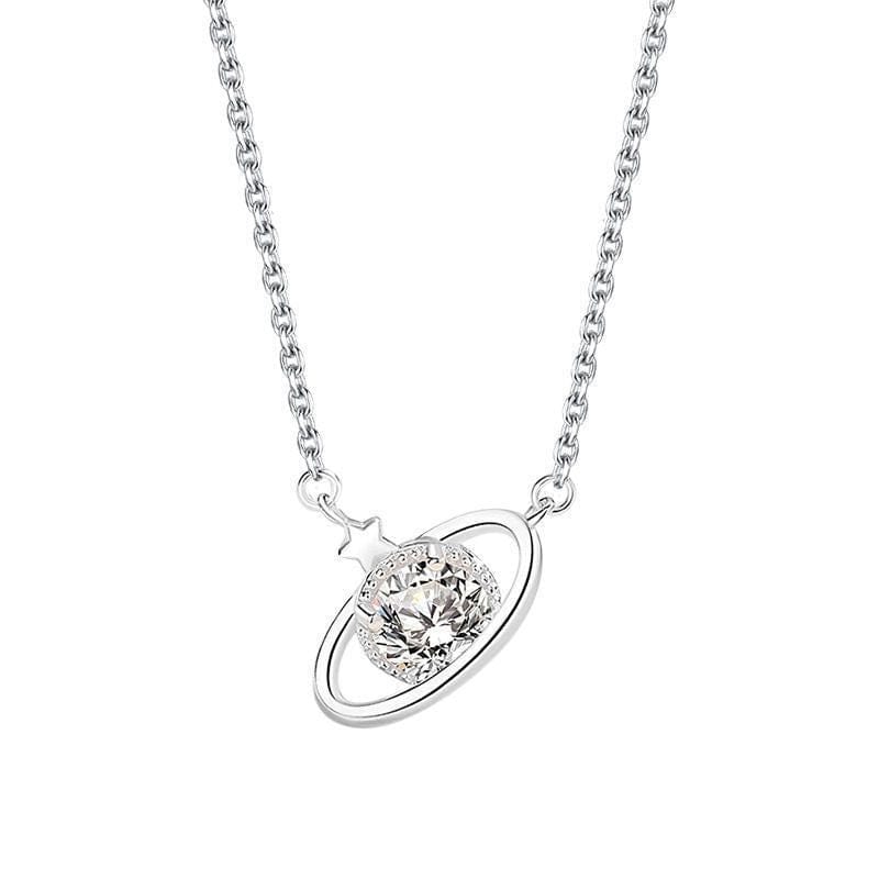 Dainty Crystal Celestial Planet Star Pendant Necklace - ArtGalleryZen