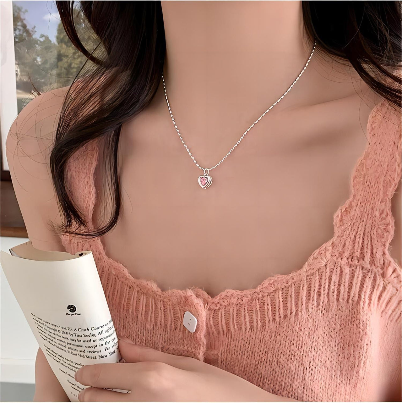 Dainty Crystal Heart Matching Necklace - ArtGalleryZen