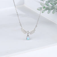 Thumbnail for Dainty CZ Inalid Crystal Waterdrop Angel Wings Necklace - ArtGalleryZen