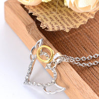 Thumbnail for Dainty CZ Inlaid Angel Wing Heart Pendant Necklace - ArtGalleryZen