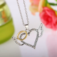 Thumbnail for Dainty CZ Inlaid Angel Wing Heart Pendant Necklace - ArtGalleryZen