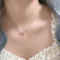 Thumbnail for Dainty CZ Inlaid Bowknot Charm Necklace - ArtGalleryZen