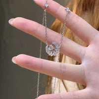 Thumbnail for Dainty CZ Inlaid Crystal Heart Moon Phase Necklace - ArtGalleryZen