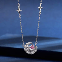 Thumbnail for Dainty CZ Inlaid Crystal Heart Moon Phase Necklace - ArtGalleryZen