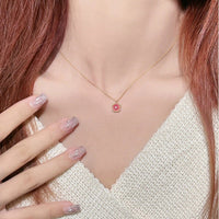 Thumbnail for Dainty CZ Inlaid Enamel Pink Cherry Blossom Pendant Necklace - ArtGalleryZen