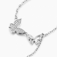 Thumbnail for Dainty CZ Inlaid Hollowed-out Trio Butterfly Necklace - ArtGalleryZen